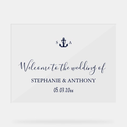 Mariage Monogramme Marine Bleu Ancre (Recto)