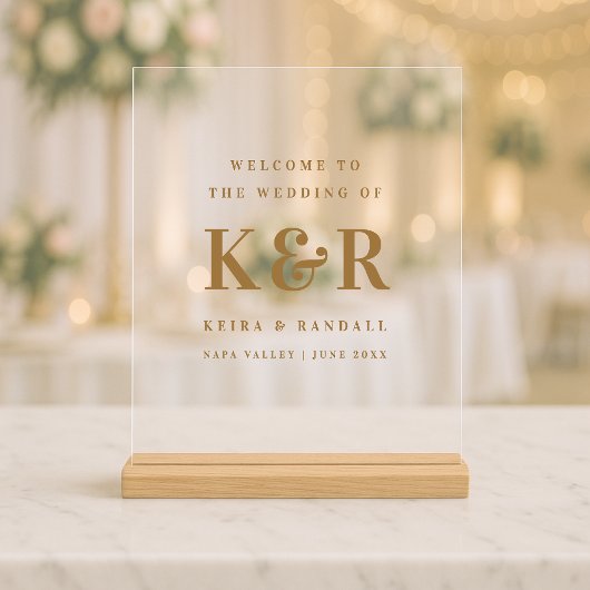 Mariage Monogramme minimaliste Gold Welcome