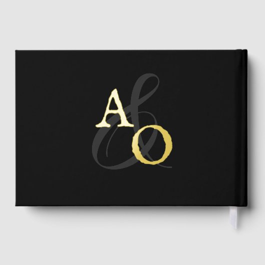 Mariage Monogramme minimaliste noir (Verso)