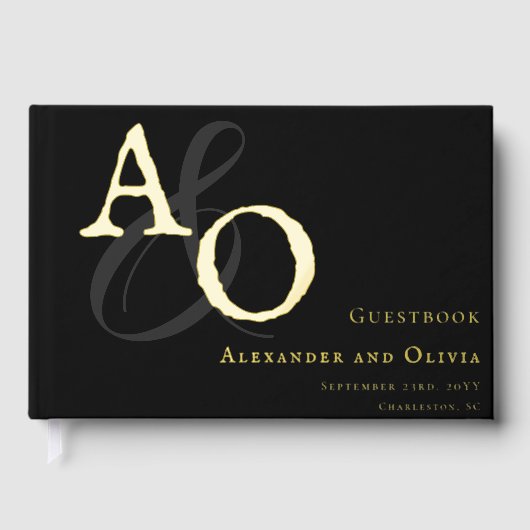 Mariage Monogramme minimaliste noir (Recto)