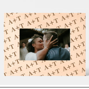 Mariage Monogramme Motif Cadre en bois gravé