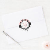 Mariage Monogramme Noms Damask Rose Étiquette (Enveloppe)