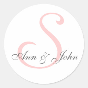 Mariage Monogramme Noms de la mariée Sticker rose