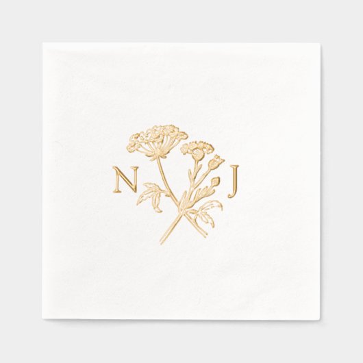 Mariage monogramme simple fleur sauvage (Recto)