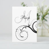 Mariage Monogramme Swirl RSVP pour carte Carré (Debout devant)