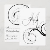 Mariage Monogramme Swirl RSVP pour carte Carré (Devant / Derrière)