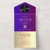 Mariage Monogramme violet tout en une invitation (À l'intérieur)