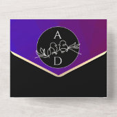 Mariage Monogramme violet tout en une invitation (Verso)