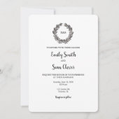 Mariage Monogramme Wreath Black Stripe Invitation (Devant)