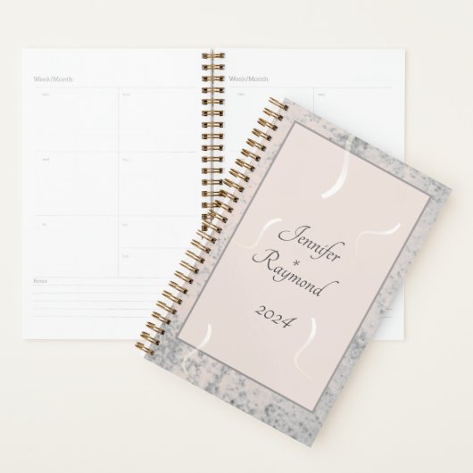 Mariage monographie de marbre gris et de pêche (Devant avec enveloppe)