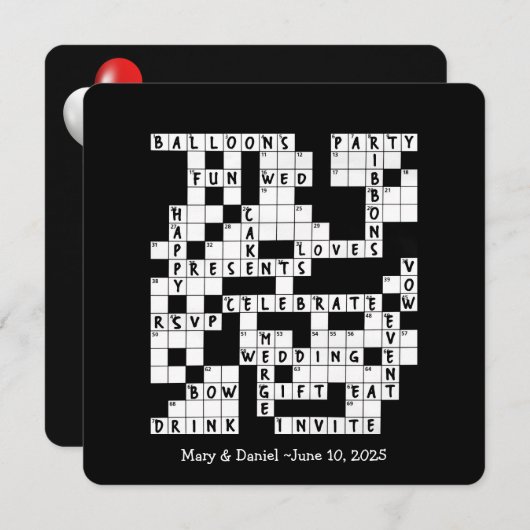 mariage mot croisé invitation (Devant / Derrière)