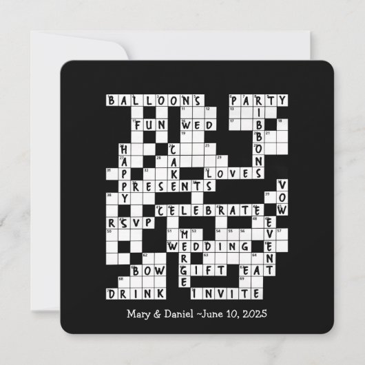 mariage mot croisé invitation (Devant)