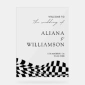 Mariage motif Black à damiers moderne Bienvenue (Recto)