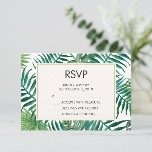 Mariage Motif Feuille tropical RSVP (Debout devant)