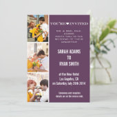 Mariage mou du coeur Trois photos Invitation (Debout devant)