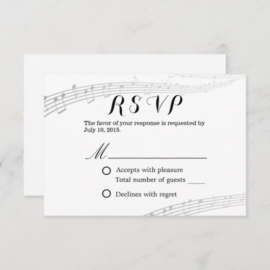 Mariage musical RSVP simple et élégant (Devant / Derrière)