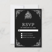 Mariage musulman noir et blanc élégant RSVP (Devant)