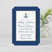 Mariage nautique Ancre bleue Invitation (Debout devant)