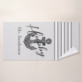 Mariage nautique Ancre florale gris argenté (Serviette de bain)