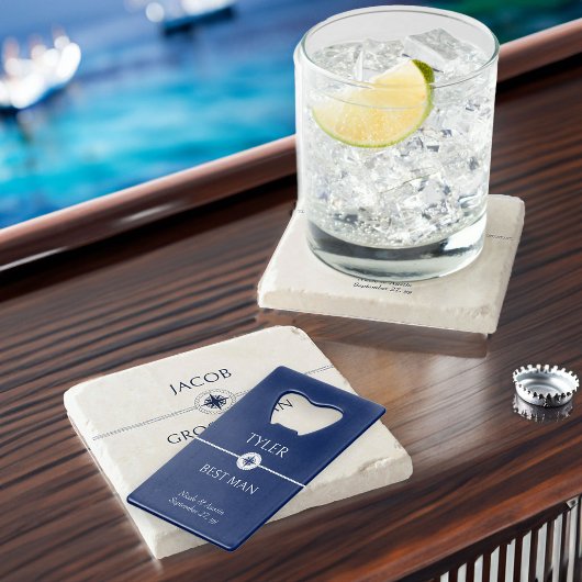 Mariage nautique bleu et blanc Groomsman cadeau