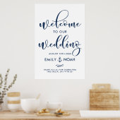 Mariage nautique  bleu marine Affiche de bienvenue (Cuisine)