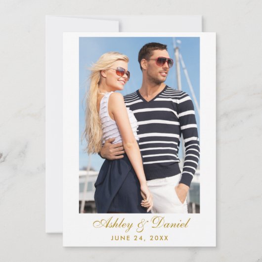 Mariage nautique Bleu rayures Invitation BG Photo  (Dos)