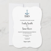 Mariage nautique Monogram Blue Stripe Invitation (Devant)