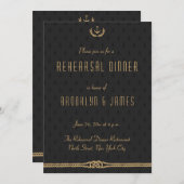 Mariage Nautique Noir Et Or Invitations (Devant / Derrière)