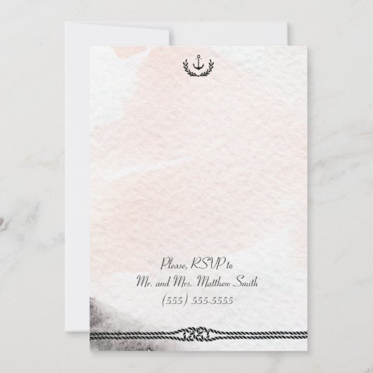 Mariage nautique répétition Invitation aquarelle (Dos)
