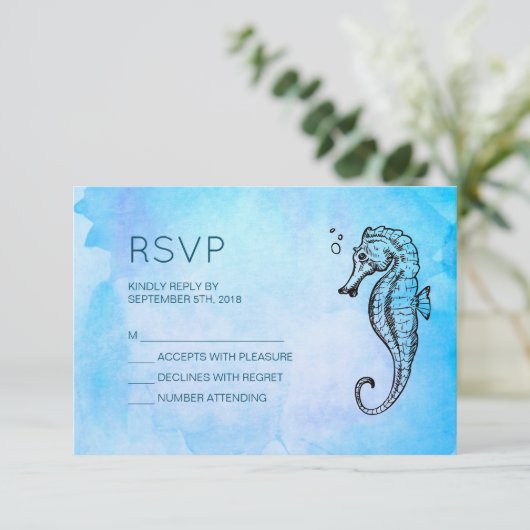 Mariage nautique Seahorse et Seashell RSVP (Debout devant)