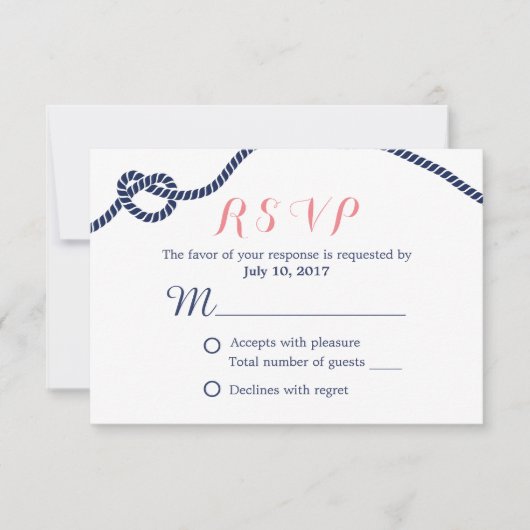 Mariage nautique Tying Knot RSVP (Devant)