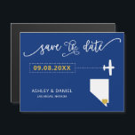 Mariage Nevada Enregistrer la carte de date, Carte<br><div class="desc">Vous avez choisi un endroit spécial pour votre mariage. Maintenant, il est temps de le célébrer avec cette conservation enregistrer la carte magnétique date, avec une carte silhouette et un minuscule avion vers votre destination. Pour déplacer le coeur à la place de votre mariage, cliquez sur personnaliser, puis "customiser plus...</div>