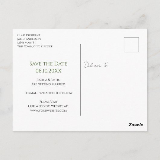 Mariage Noël Rétro Enregistrer la date Carte posta (Dos)