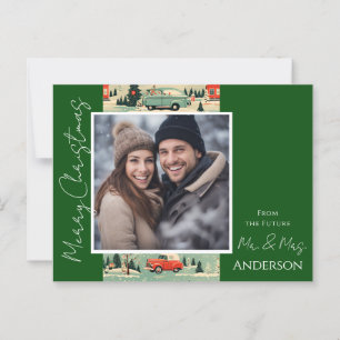 Mariage Noël Rétro Enregistrer la date Carte posta
