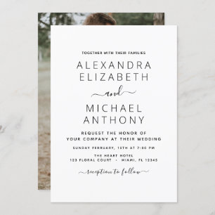 Mariage noir blanc avec invitation photo