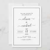 Mariage noir blanc avec invitation photo (Devant)