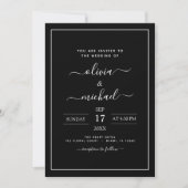 Mariage noir blanc avec invitation photo (Devant)