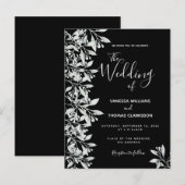 Mariage noir blanc botanique invitation (Devant / Derrière)