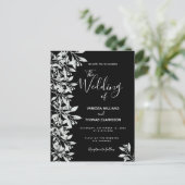 Mariage noir blanc botanique invitation (Debout devant)