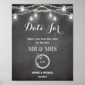 Mariage noir blanc Date Jar Signet Poster (Devant)