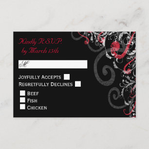 Mariage noir, blanc et rouge RSVP