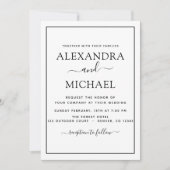 Mariage noir blanc Romantique Photo Invitation (Devant)