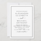 Mariage noir blanc Type moderne Invitation (Devant)