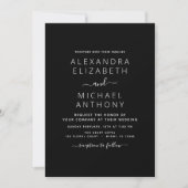 Mariage noir blanc Type moderne Invitation (Devant)