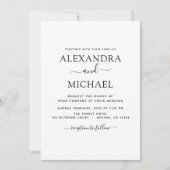 Mariage noir blanc Type moderne Invitation (Devant)