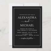 Mariage noir blanc Type moderne Invitation (Devant)