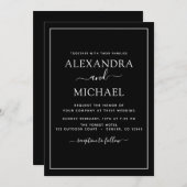 Mariage noir blanc Type moderne Invitation (Devant / Derrière)