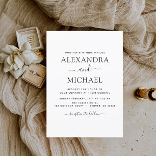 Mariage noir blanc Type moderne Invitation