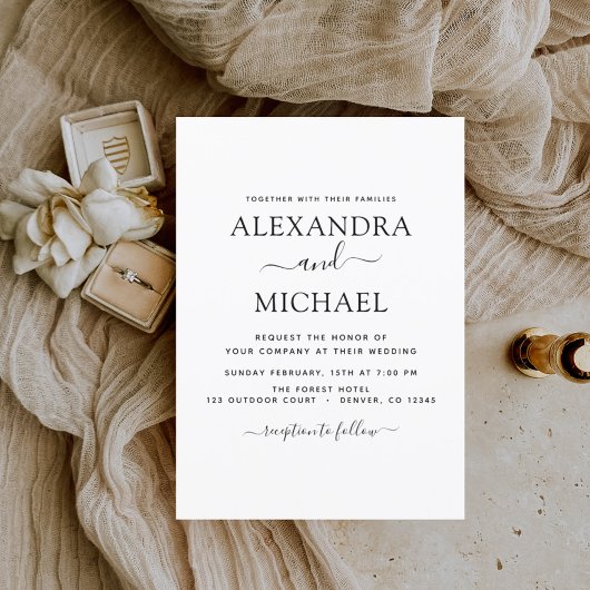 Mariage noir blanc Type moderne Invitation