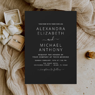 Mariage noir blanc Type moderne Invitation